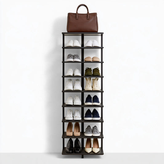 Étagère à chaussures aux lignes épurées, coloris noir et blanc