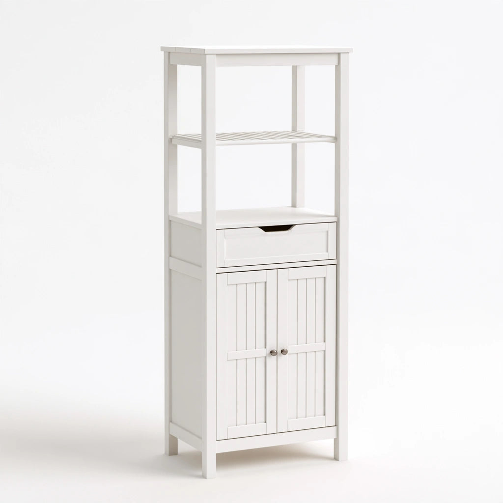 Armoire de cuisine haute aux lignes épurées, coloris blanc
