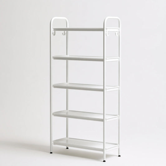 Étagère de rangement en métal à cinq niveaux, coloris blanc