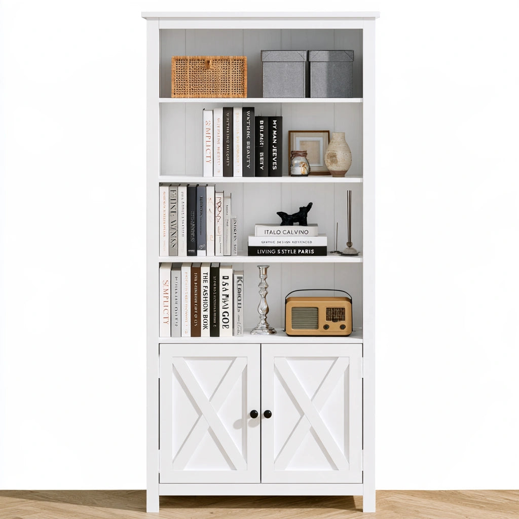 Bibliothèque ouverte en bois, coloris blanc - stainlessbenchco