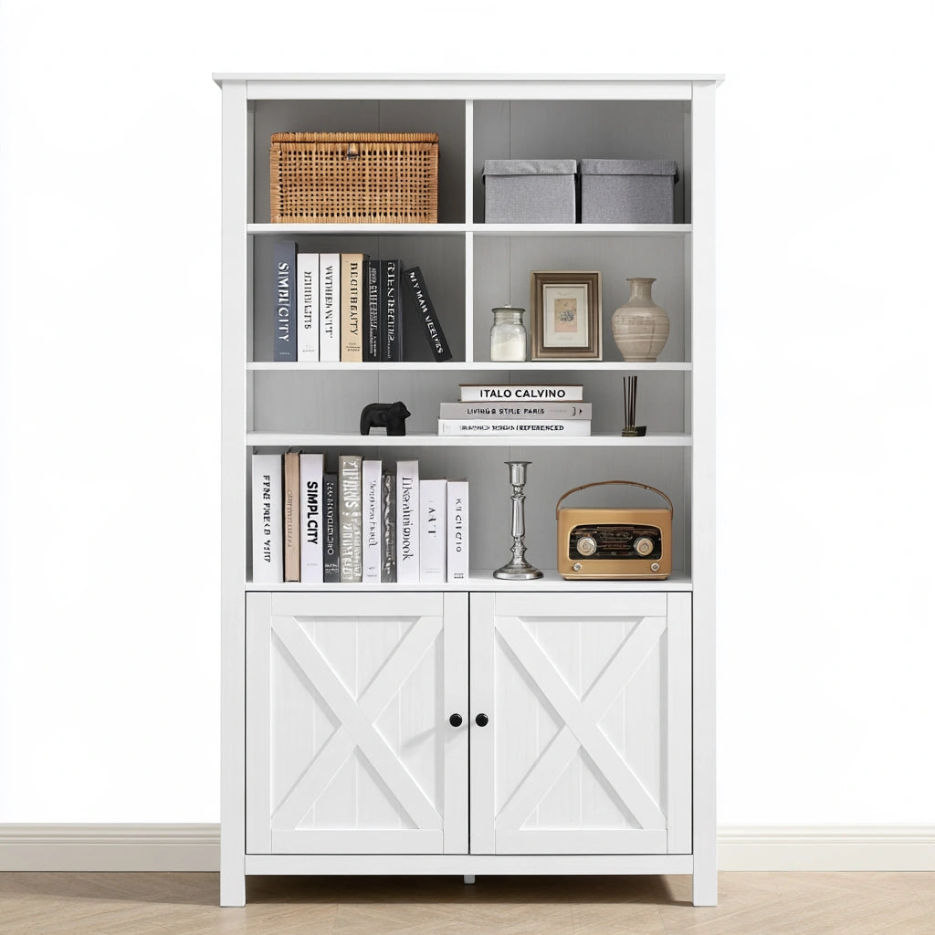 Bibliothèque ouverte en bois, coloris blanc