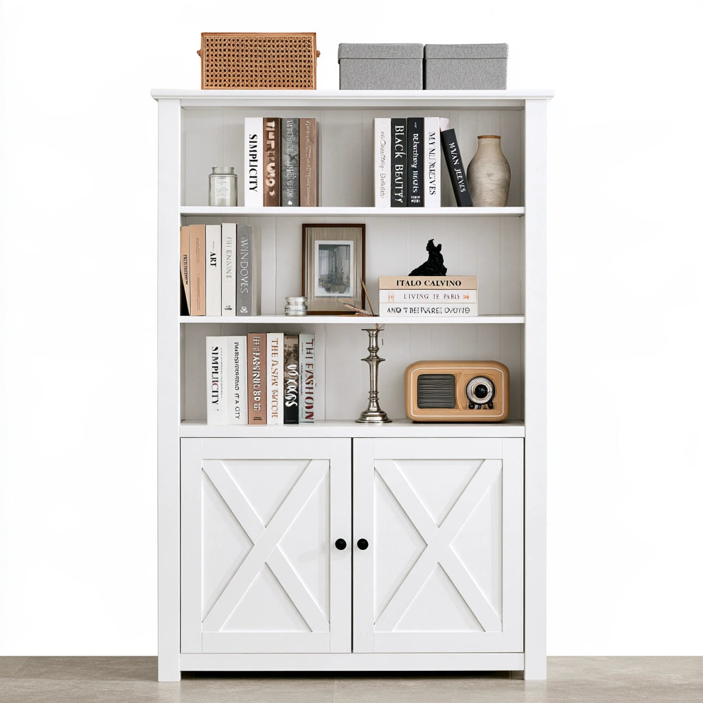 Bibliothèque ouverte en bois, coloris blanc