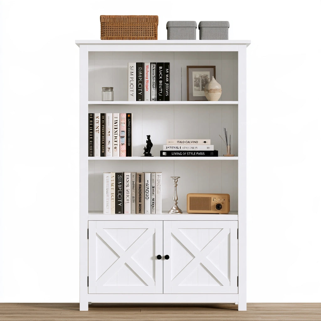 Bibliothèque ouverte en bois, coloris blanc